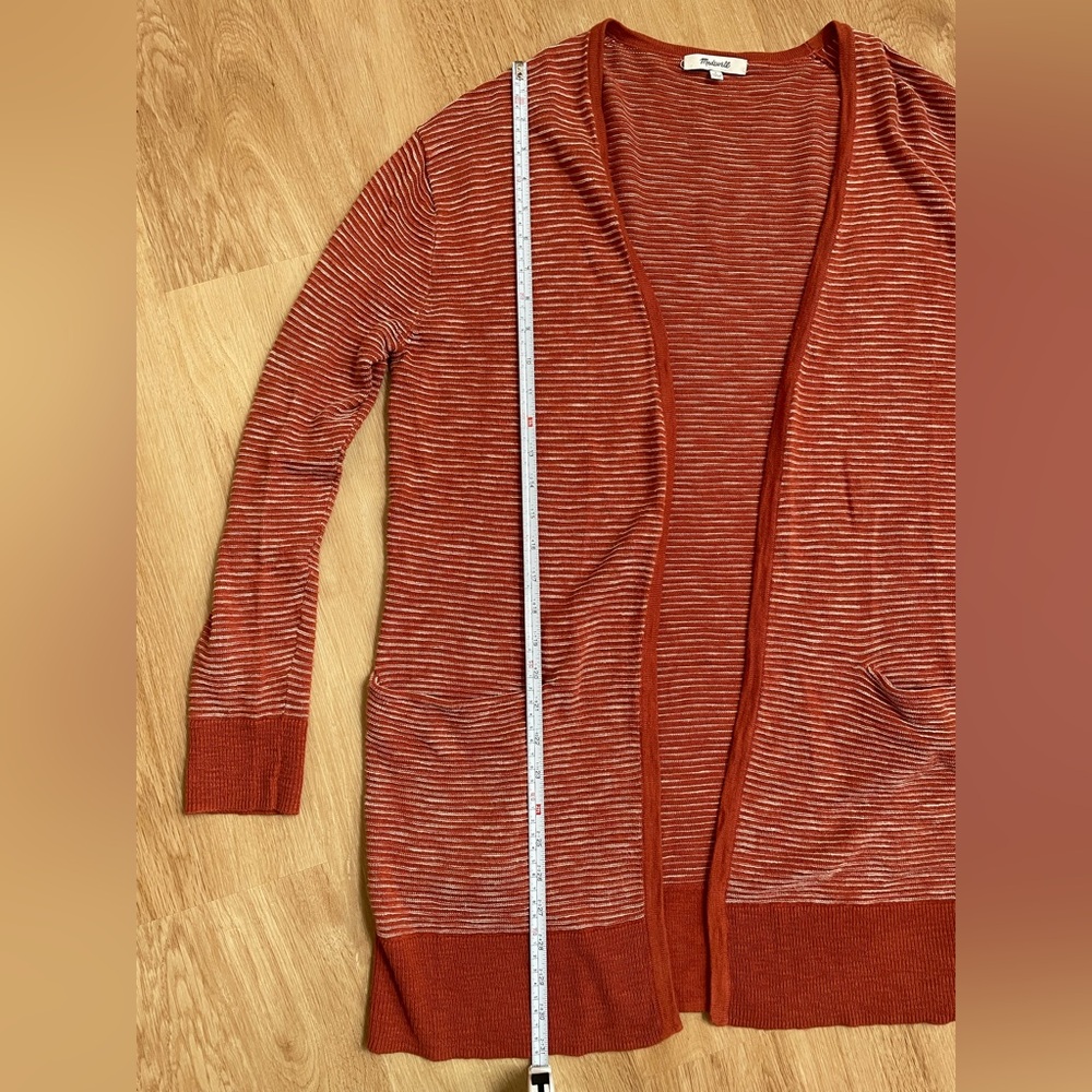 Madewell striped open cardigan sweater small Summer Ryder torch orange brown - Picture 10 of 12
